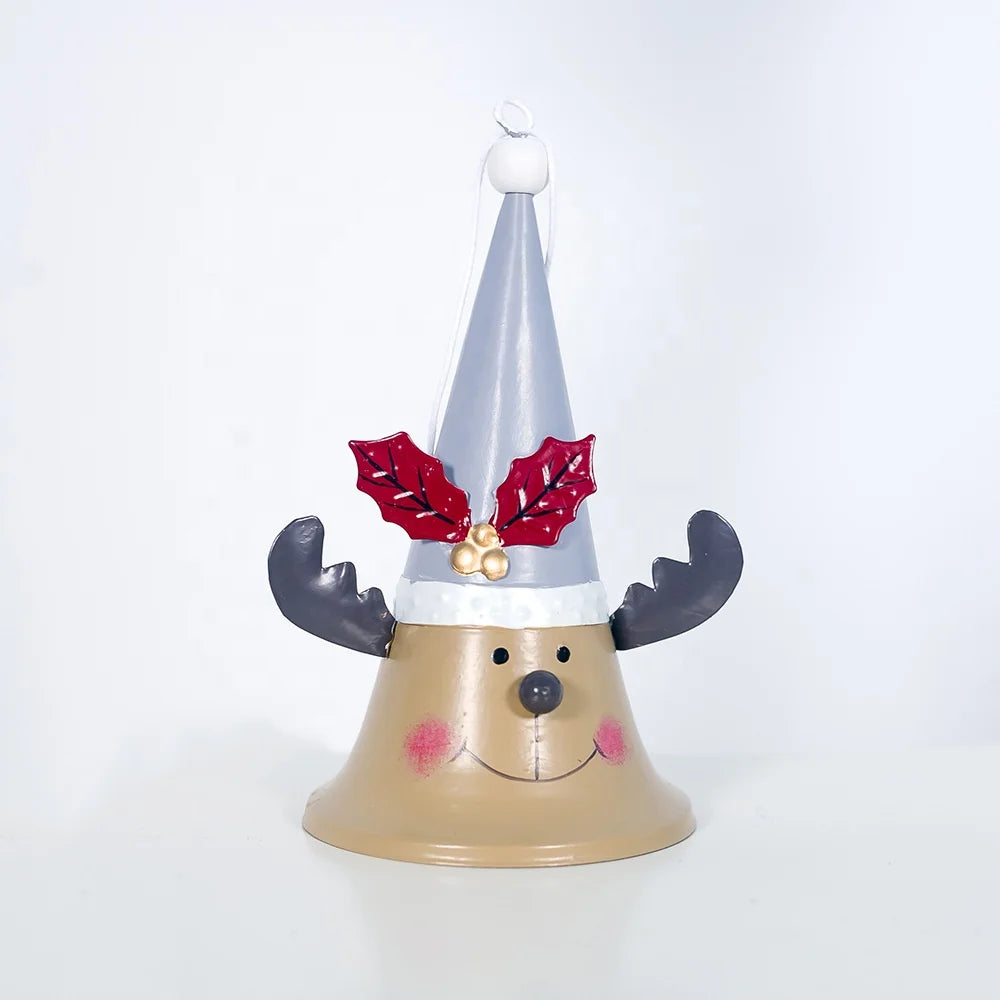 2020 new Christmas ornaments wrought iron painted Santa horn bell Christmas tree ornament