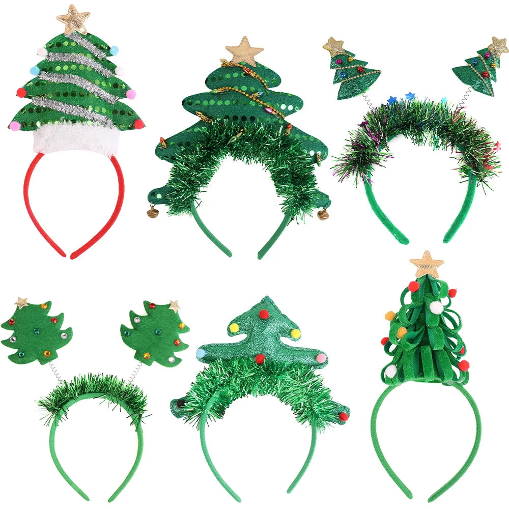 BSCI Custom Design Christmas St. Patrick's Day Party Gift Gold Pentagram Fabric Green Christmas Tree Hairpin