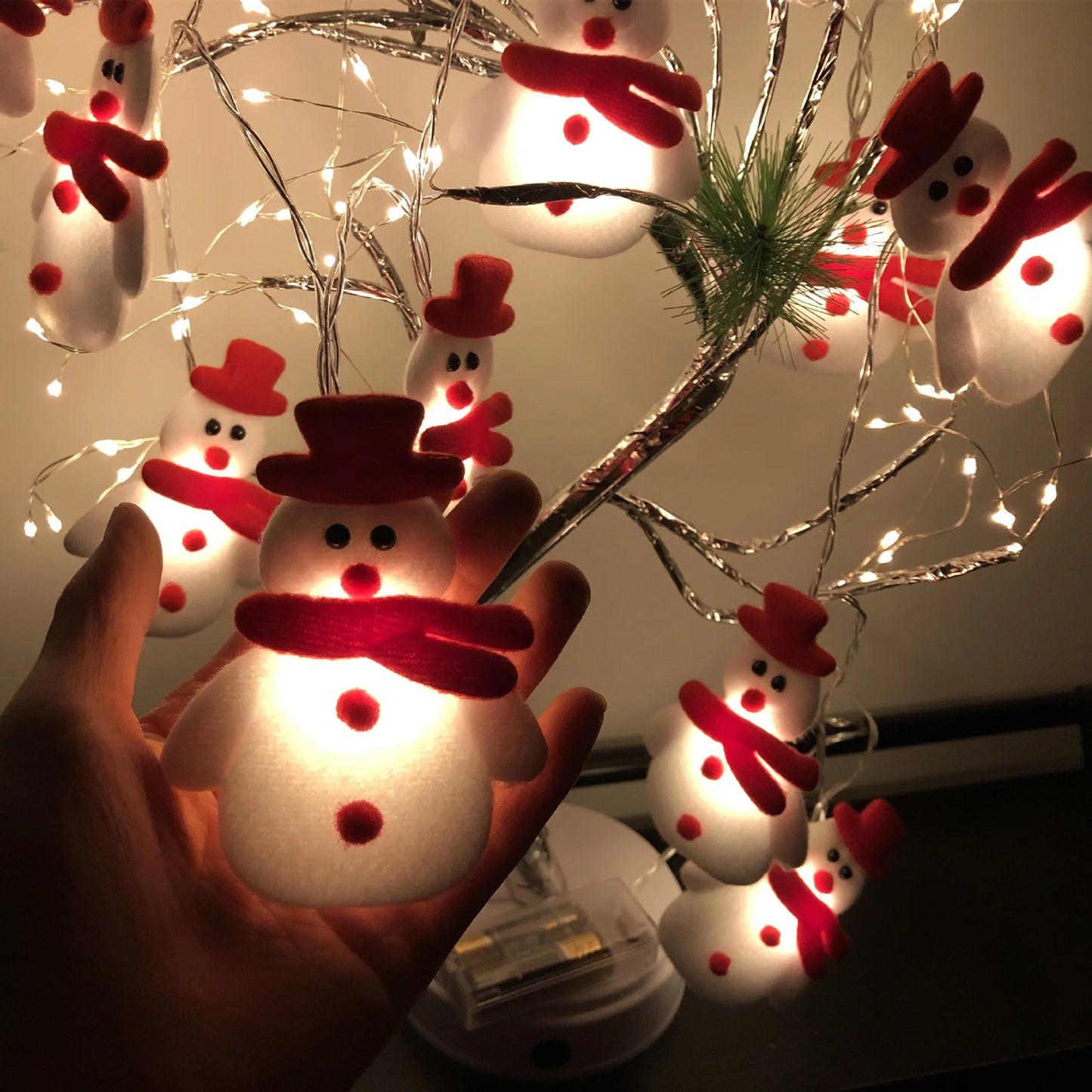Christmas Snowman Light Emitting Diode Light String Elk Holiday Decoration Fabric Light Emitting Diode Light String Room Decoration Outdoor Christmas Lights