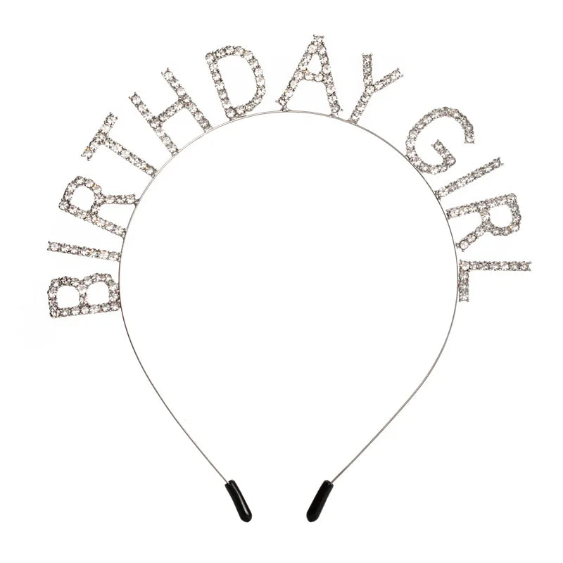 Birthday Party 2 Alloy Birthday Girl Headwear Happy Birthday Gift Rose Gold Rhinestone Party Headband