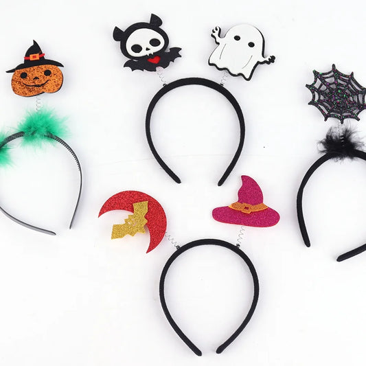 Halloween & Day of the Dead 4 Pieces Halloween Headband Decorations Glitter Ghost Festival Style Funny Party Events Halloween Headwear Supplies