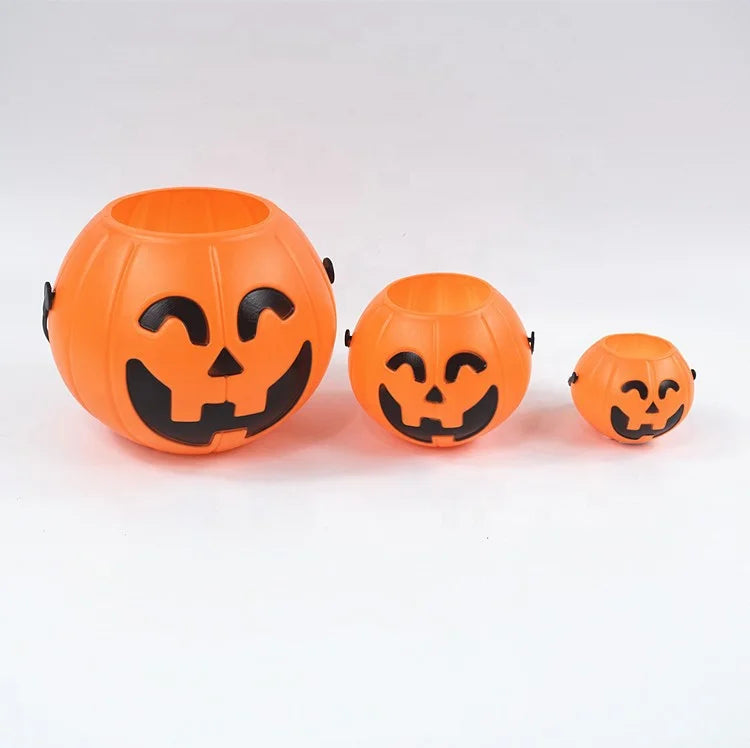 Halloween & Death Day Decorative Pumpkin Candy Kettle Witch Cauldron Mini Plastic Pumpkin Candy Halloween Bucket