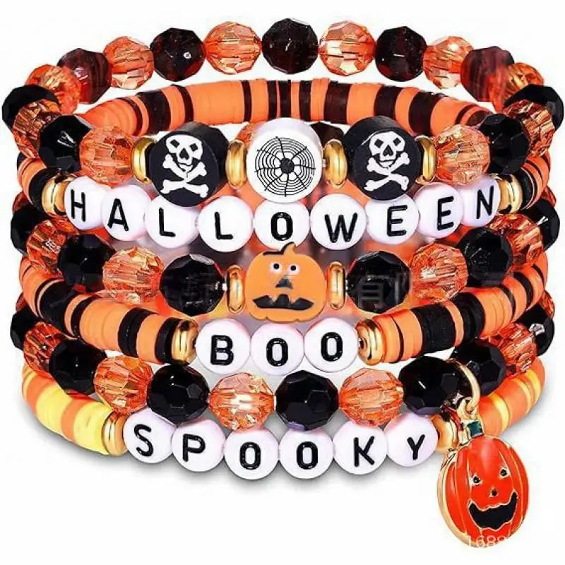 Halloween & Death Day Pafu Halloween Bracelet Ornaments Custom DIY Beads Bohemian Layered Bracelet Set Friendship Bracelet Girls & Girls Gifts