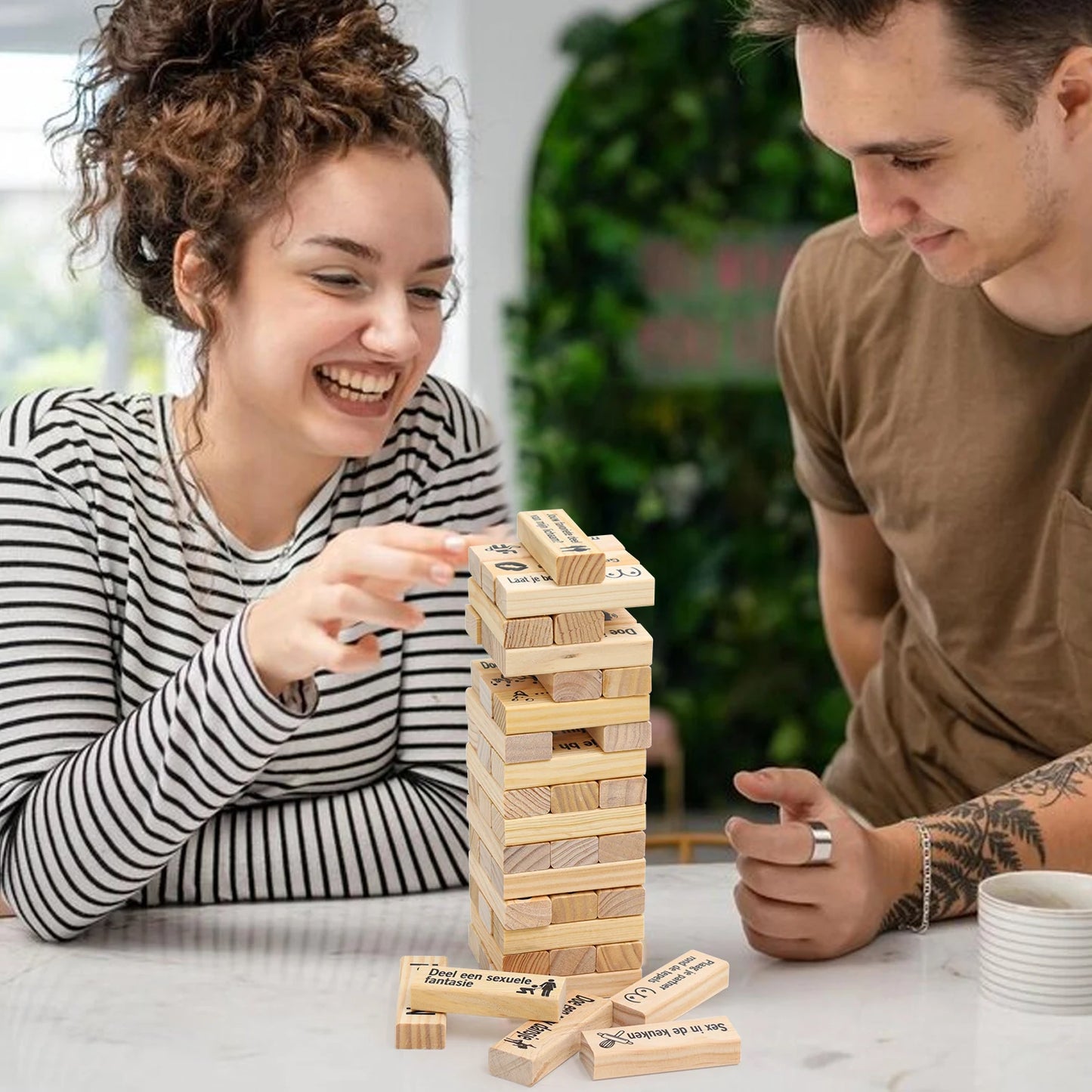 Bachelorette party 1 valentine night couple building block tower game wood tumbling tower stacking party gift adult