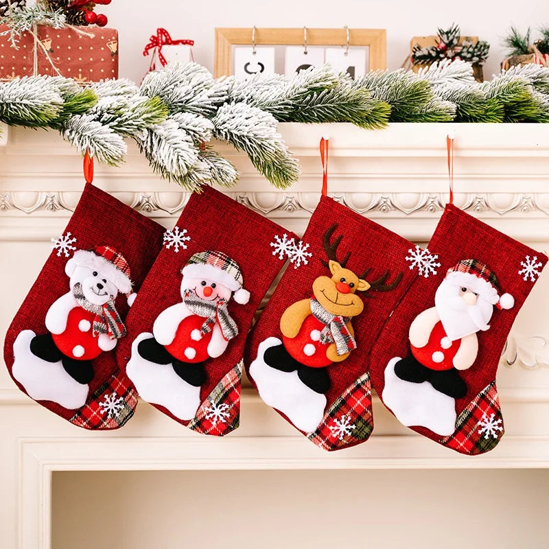 2022 new hot-selling small Christmas socks gift bag Santa Claus children's gift socks candy bag decorative pendant