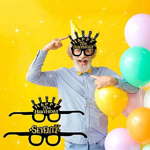 Birthday Party 2 Black Gold Theme 70th Birthday Supplies Men and Women Happy Birthday Decoration Party Glasses