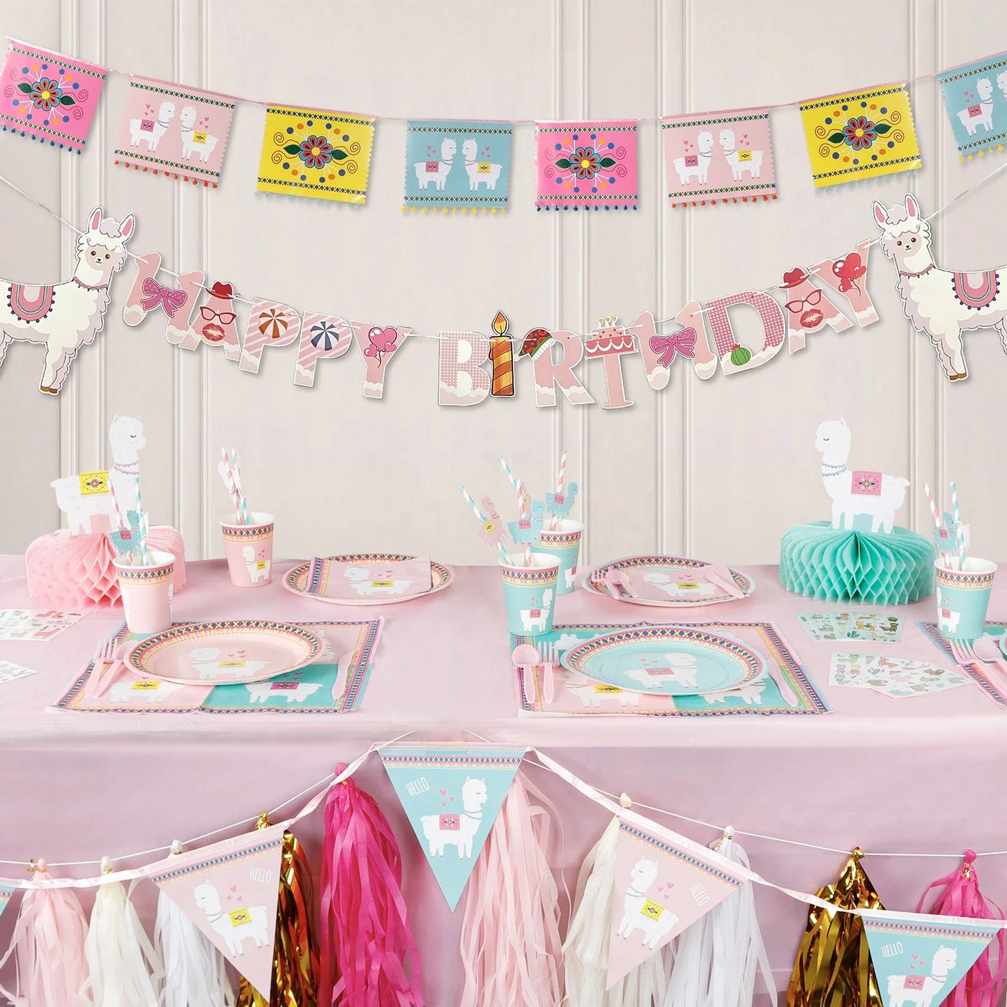 Birthday Party 2 Llama Birthday Party Supplies Front String Camel Themed Flags Birthday Party Supplies 8 Llama Party Supplies Set