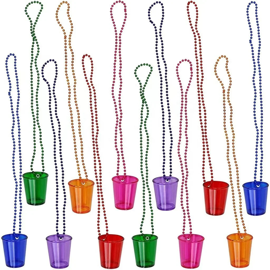 Easter and Thanksgiving 3 Plastic Colored Transparent Needle Cup Necklace Christmas Needle Glass Beaded Necklace