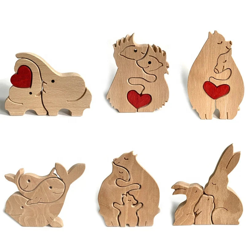 Wooden Crafts, New Arrivals Home Wooden Craft Decorative Gifts Wooden Animal Puzzle Gifts Valentine's Day Mom Day Wooden Gifts