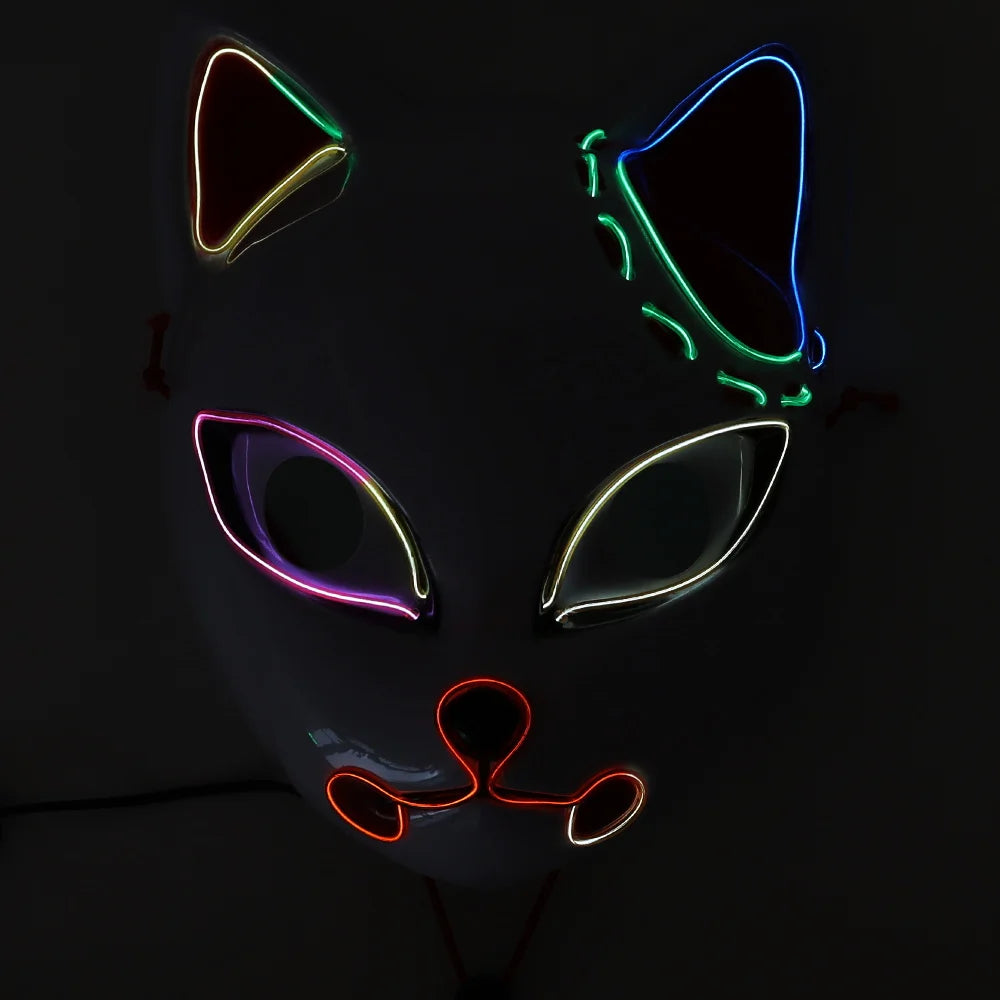 Halloween & Day of the Dead Light Emitting Diode Carnival Halloween Party Bar Lights Decoration High Quality Colored Fox Design Personalized Halloween Glitter Party Mask