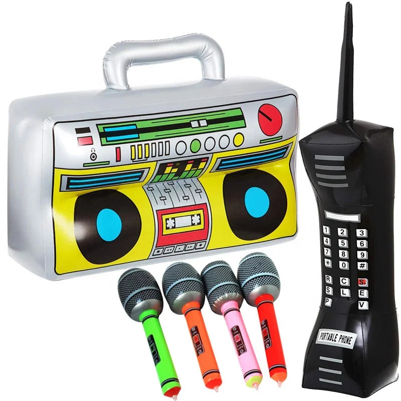 Bachelorette Party 1 80s 90s Party Decorations Hip Hop Themed Party Supplies Radio Boom Box Microphone Electronic Organ PVC Inflatable Toys