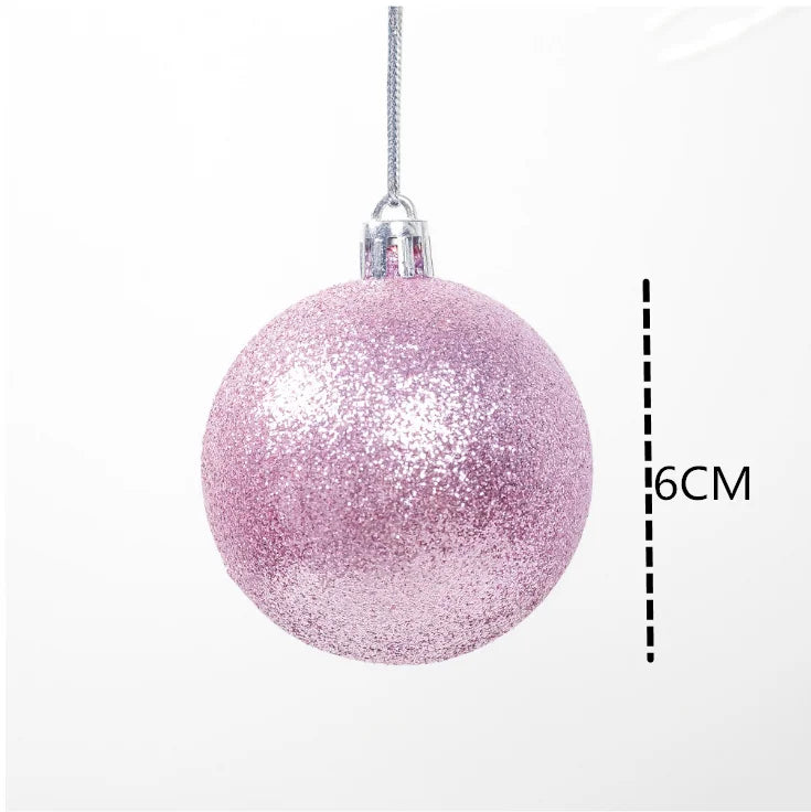 12Pck Christmas 6cm Ball Supplies Christmas Tree Ornaments Glitter Pendant Painting PVC Ornaments Set