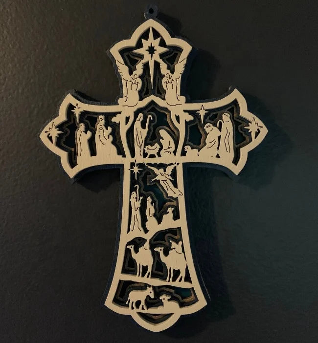 Wooden crafts, custom design multi-layer laser cut bear decoration Christmas cross decoration multi-layer camel decoration multi-layer wooden wall art