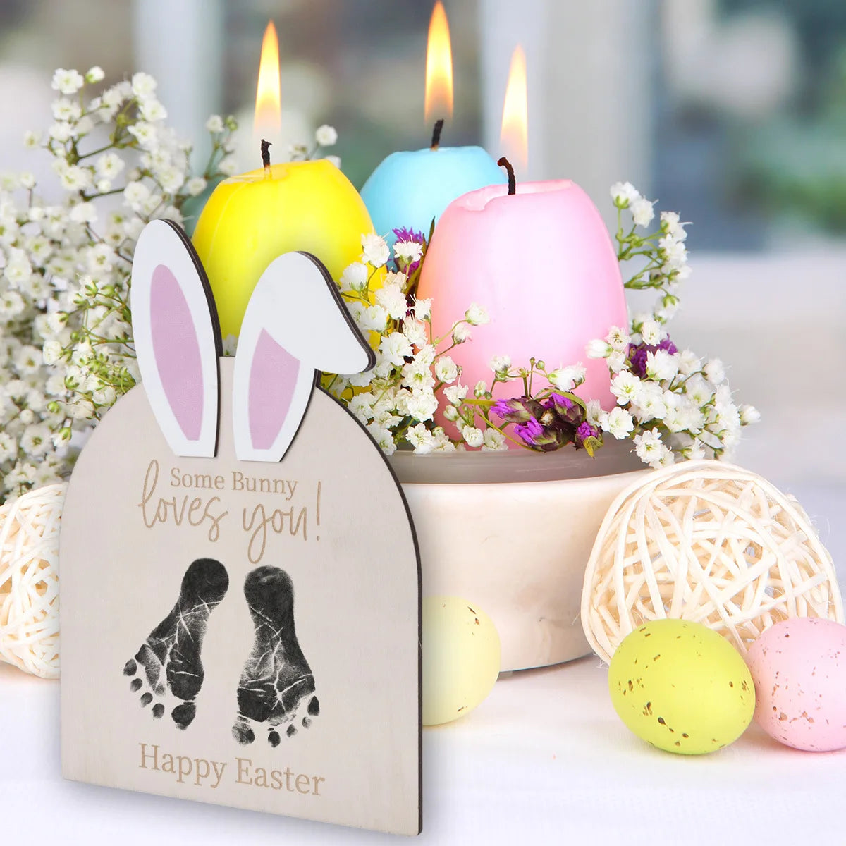 Easter and Thanksgiving 3 Personalize My First Easter Sign Baby Souvenirs Baby Footprints Easter Decoration Souvenirs Custom Baby Names First Easter Sign