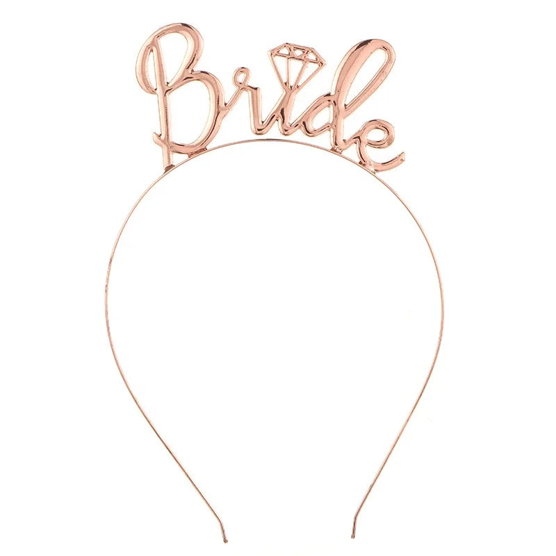 Bachelorette Party 1 Bridal Bachelorette Bridal Party Rose Gold Latte Strap Bridal Veil Bridal Crown Headband Bachelorette Party Decoration