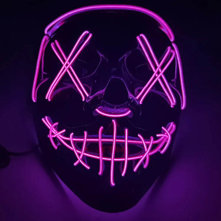 Halloween & Death Day Light Up Vendetta Neon Halloween Carnival Bar Night Party Light Emitting Diode Strips Scary Mysterious Killer Halloween Light Emitting Diode Clown Mask