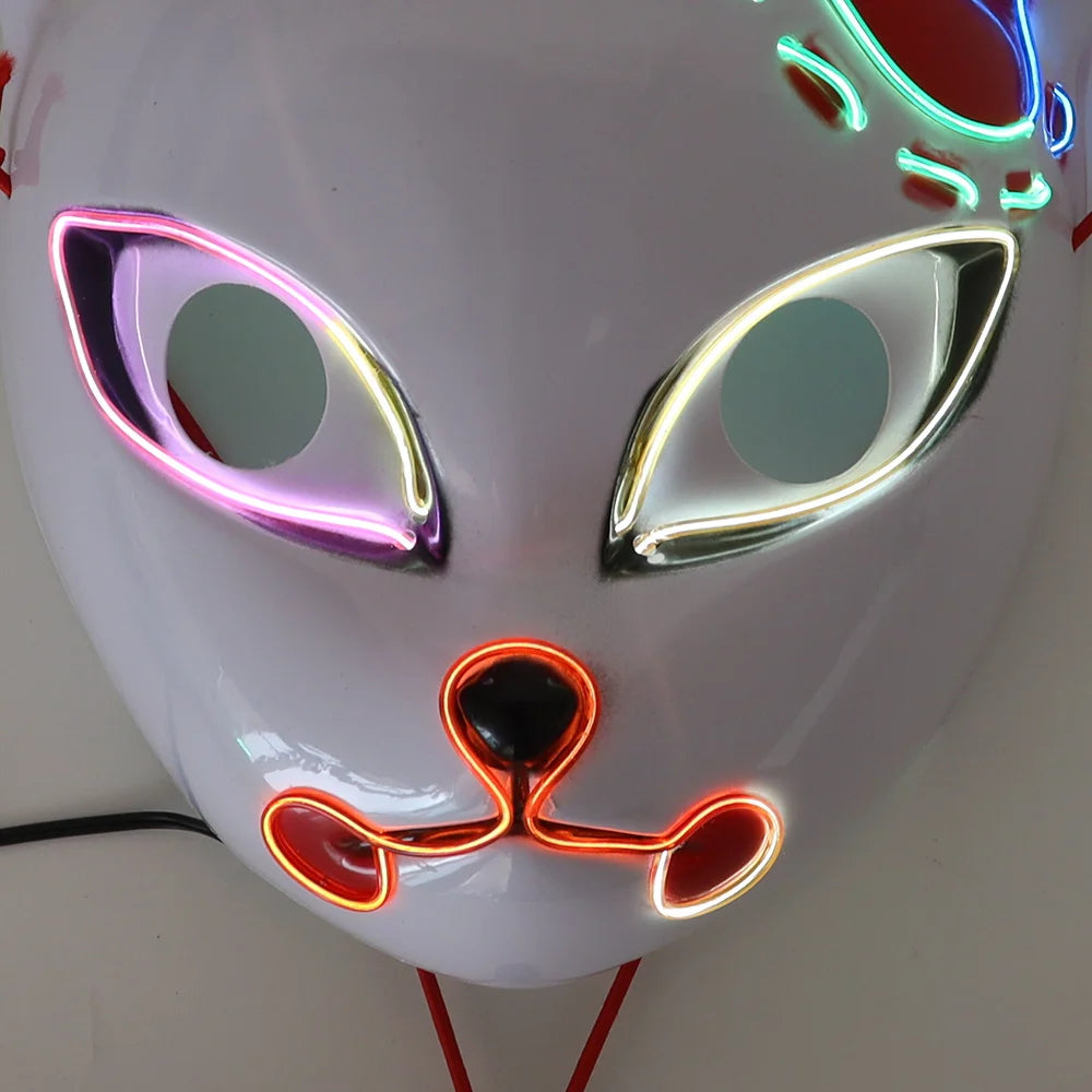 Halloween & Day of the Dead Light Emitting Diode Carnival Halloween Party Bar Lights Decoration High Quality Colored Fox Design Personalized Halloween Glitter Party Mask