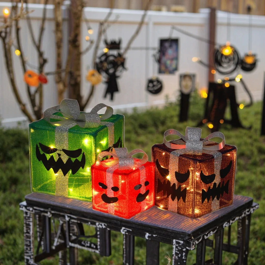 Halloween & Day of the Dead Set of 30,000 Pumpkin Decorations Gift Box Lights Family Yard Party Decorations