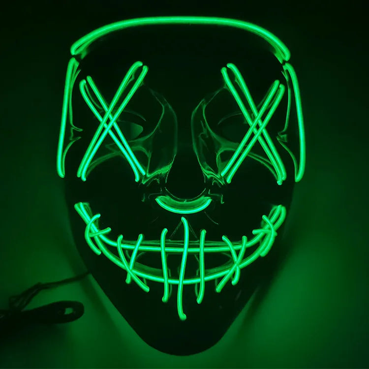 Halloween & Death Day Light Up Vendetta Neon Halloween Carnival Bar Night Party Light Emitting Diode Strips Scary Mysterious Killer Halloween Light Emitting Diode Clown Mask