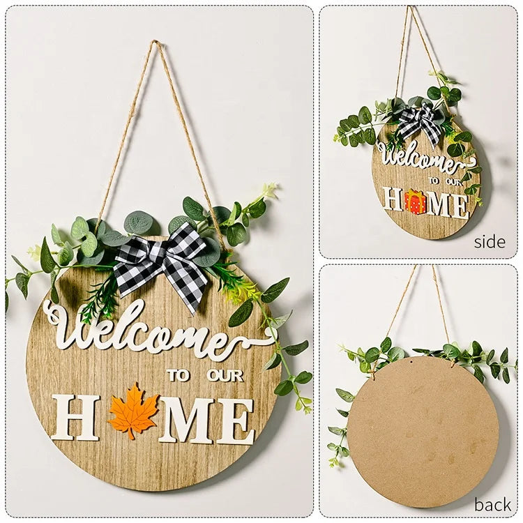 Wooden handicrafts, newly arrived movable round farm door decoration, harvest festival welcome wooden sign