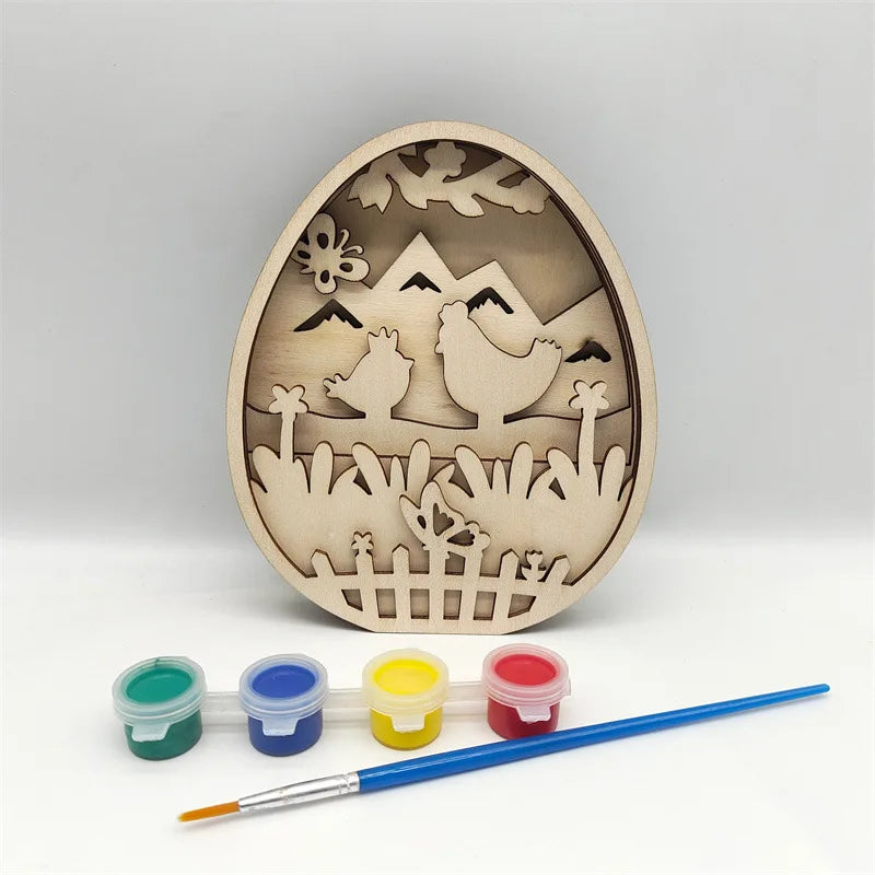 Wooden Crafts, Unfinished DIY Easter Kids Gifts Wall Art Custom Layer Woods Multi-Layer Easter Bunny Decoration Easter Bunny Laser Cut Decoration