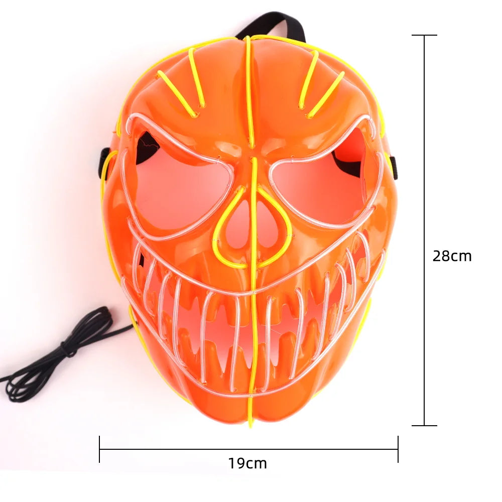 Halloween & Day of the Dead New Halloween Pumpkin Mask Flexible Light Emitting Diode Neon Mask Makeup Facial Lighting Mask Halloween Party Cosplay