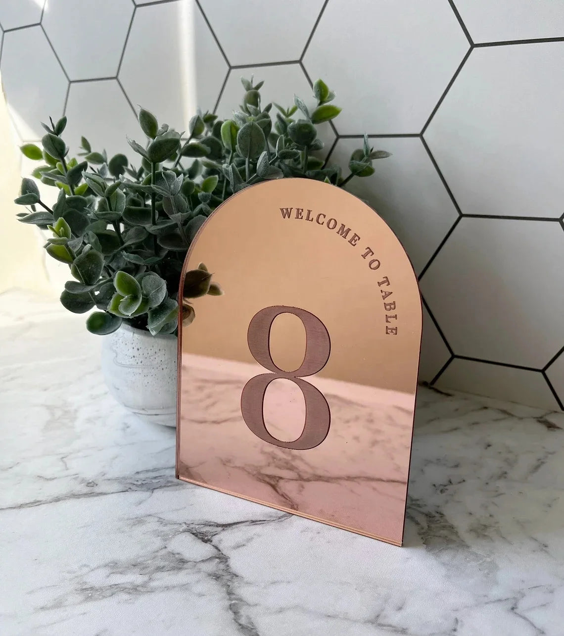 1 Wedding party rose gold wedding table number simple table number personalized metal custom table number