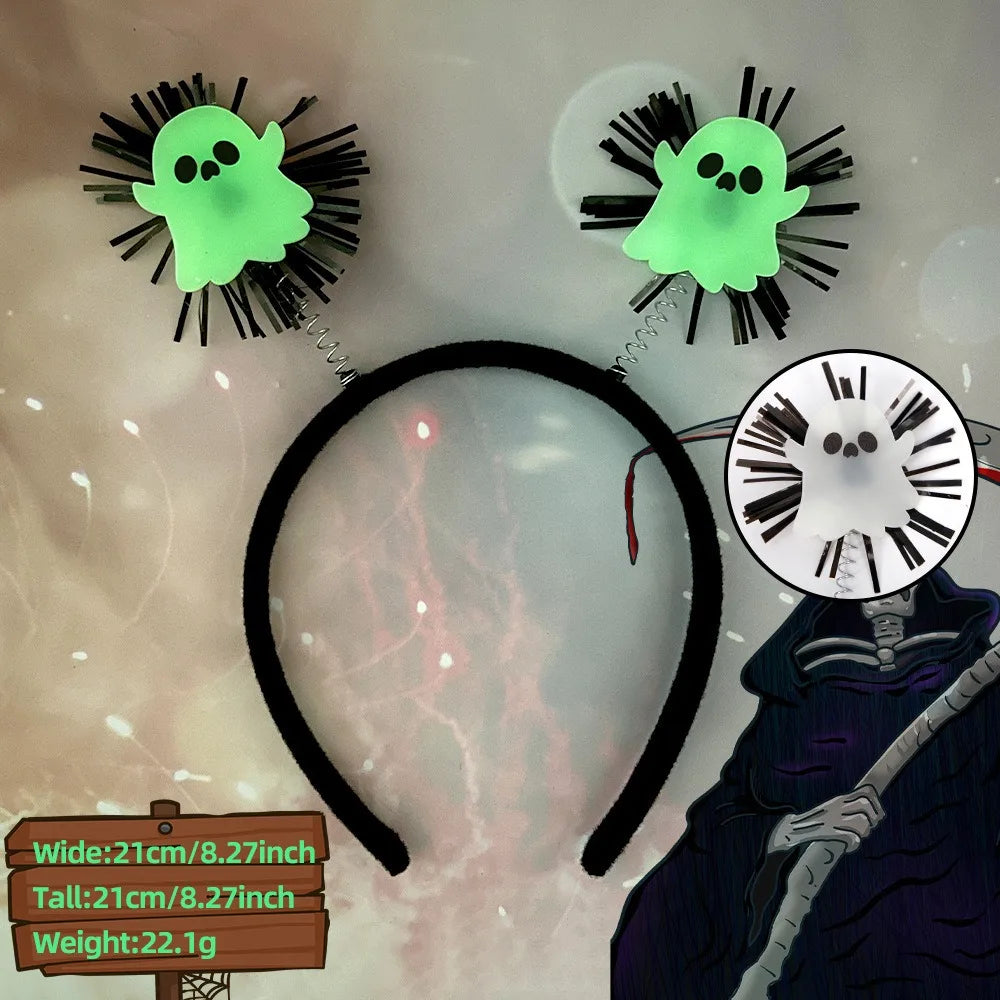 Halloween & Death Day Custom Fluorescent Ghost Glow Dark Headband Halloween Party Promo Decorations
