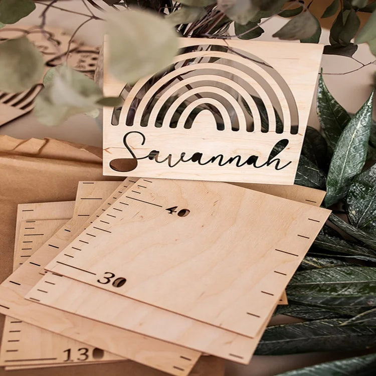 Birthday Party 2 Splicing Wooden Children's Growth Height Meter Ruler Children's Wall Decoration Wall Meter Measurement Sticker 1st Birthday Gift