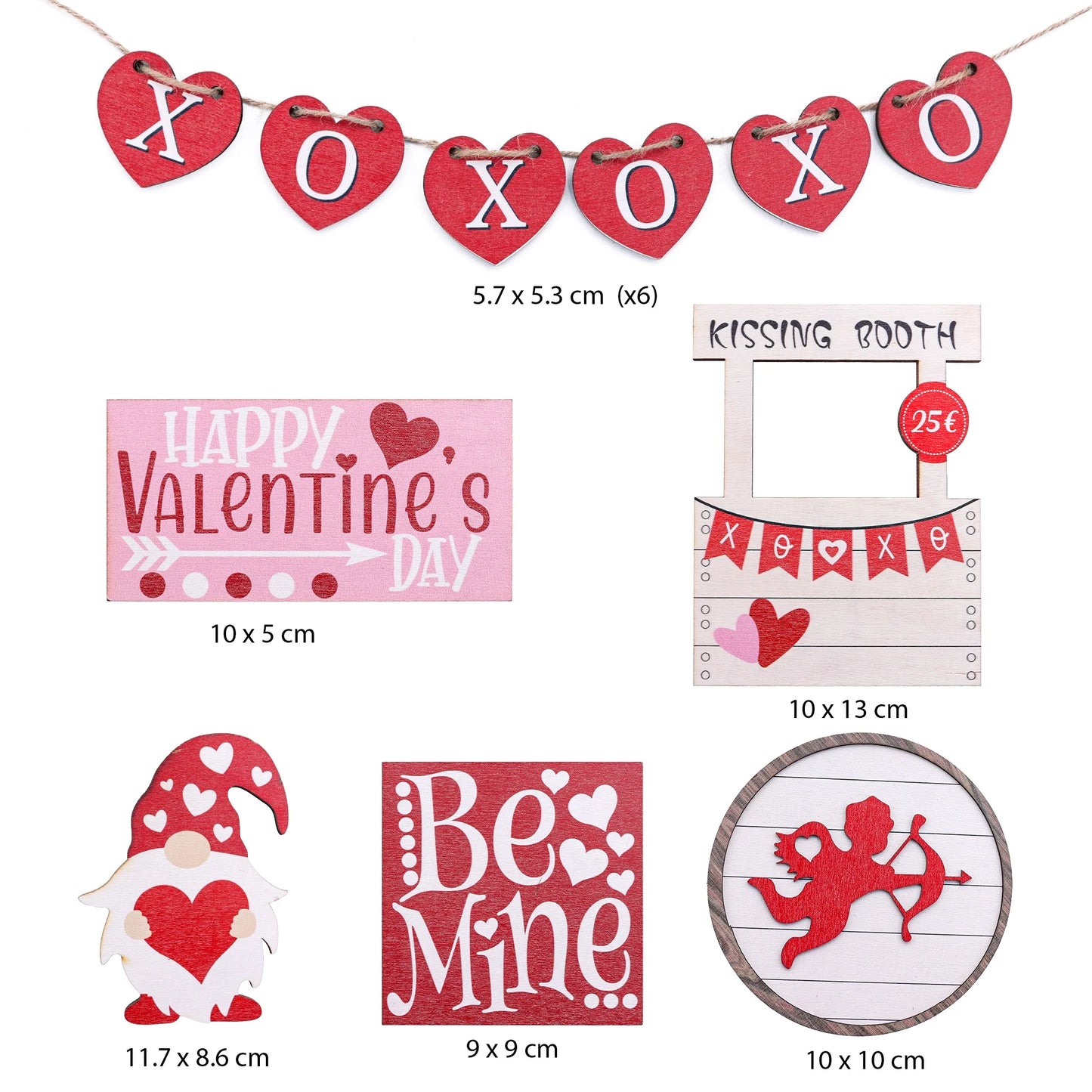 Wooden crafts, Valentine's Day layered trays decorated with wooden farmhouse trays decorated with wooden beads wreath gnome logo