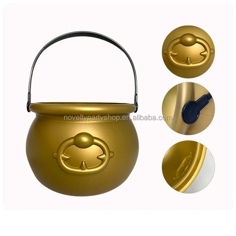 Halloween & Death Day Novelty 7.5 Inch Colorful Halloween Cauldron Plastic Cauldron Portable Witch Cauldron with Handle