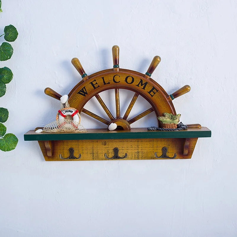 Wooden Crafts, Mediterranean StyleArrow Logo Fishbone Shaping Hanging Decoration Creative Welcome Wooden Logo