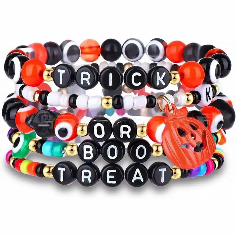 Halloween & Death Day Pafu Halloween Bracelet Ornaments Custom DIY Beads Bohemian Layered Bracelet Set Friendship Bracelet Girls & Girls Gifts