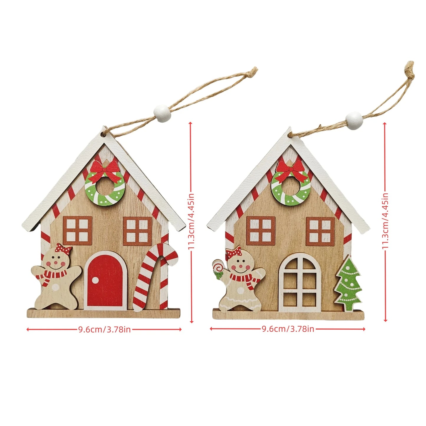 9*11 cm Novelty Christmas Tree Hanging Decoration Holiday Centerpieces Christmas Live 3D Pendants Plywood Snowman Candy Cabin