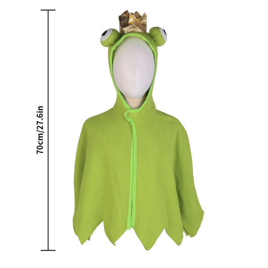 Halloween & Death Day 70cm Kids Cape Bright Green Color Frog Face Cloak Unisex Girls Boys Animal Cape Party Decorations for Customized Halloween Dress up