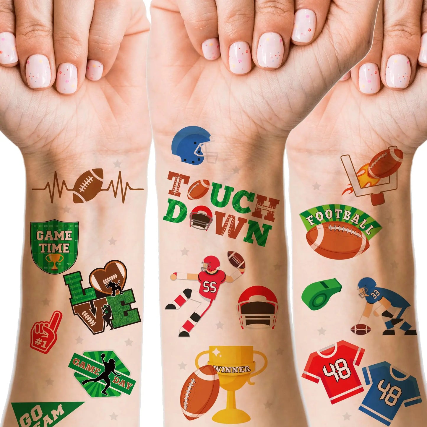Birthday Party Football Temporary Tattoo-81, Sports Birthday Party Touchdown Team Party Supplies Football Game Party Decoration