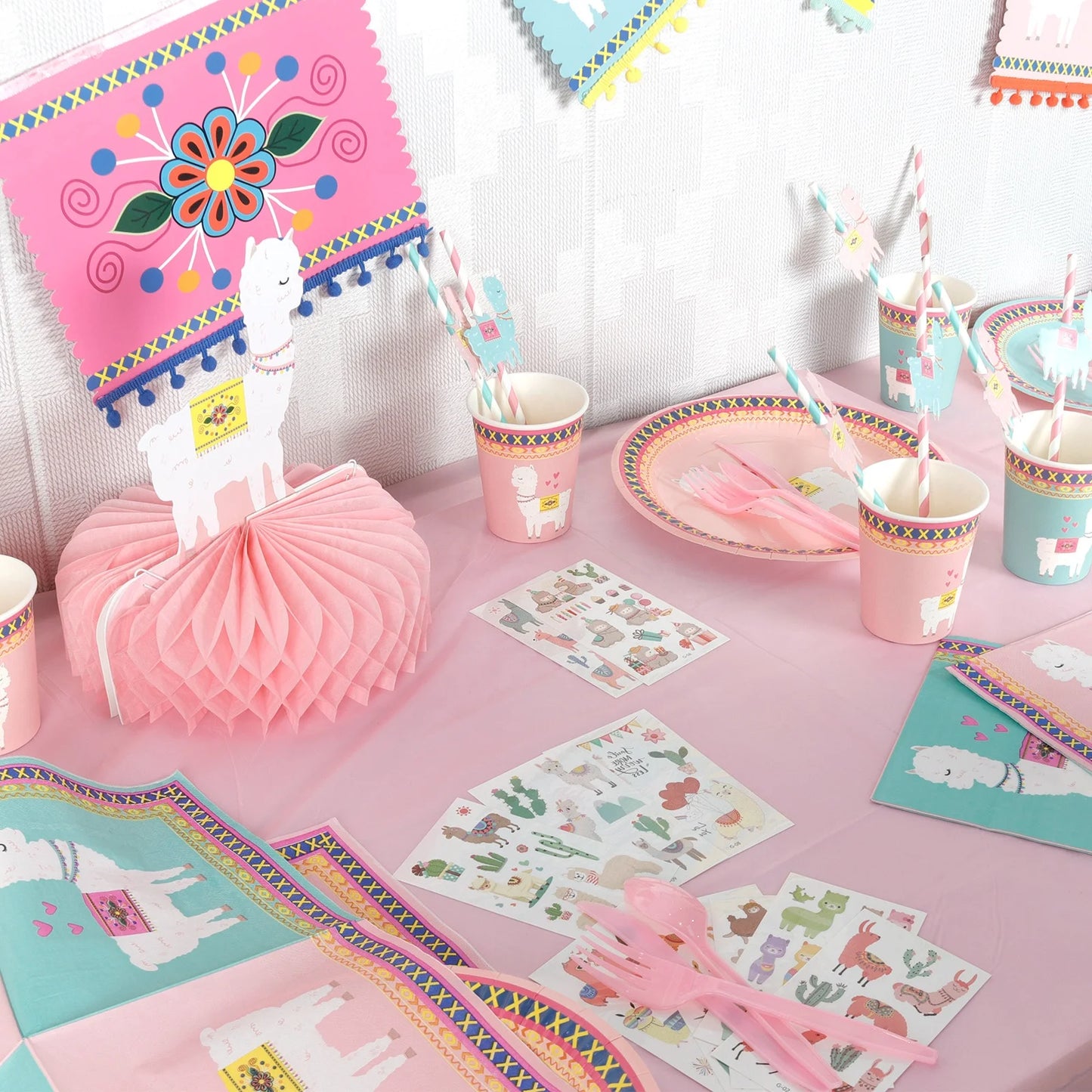 Birthday Party 2 Llama Birthday Party Supplies Front String Camel Themed Flags Birthday Party Supplies 8 Llama Party Supplies Set