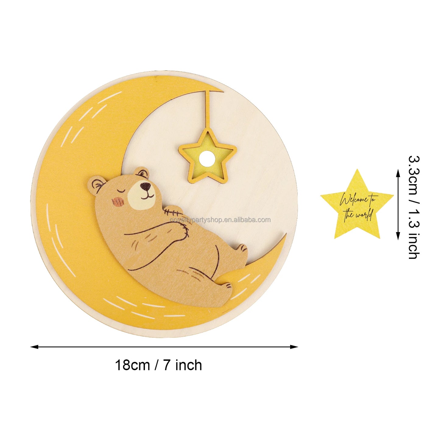 Birthday Party Novelty Baby Milestones Bear Moon Milestones Marker Newborn Baby Bear Shape Monthly Milestones Wooden Card