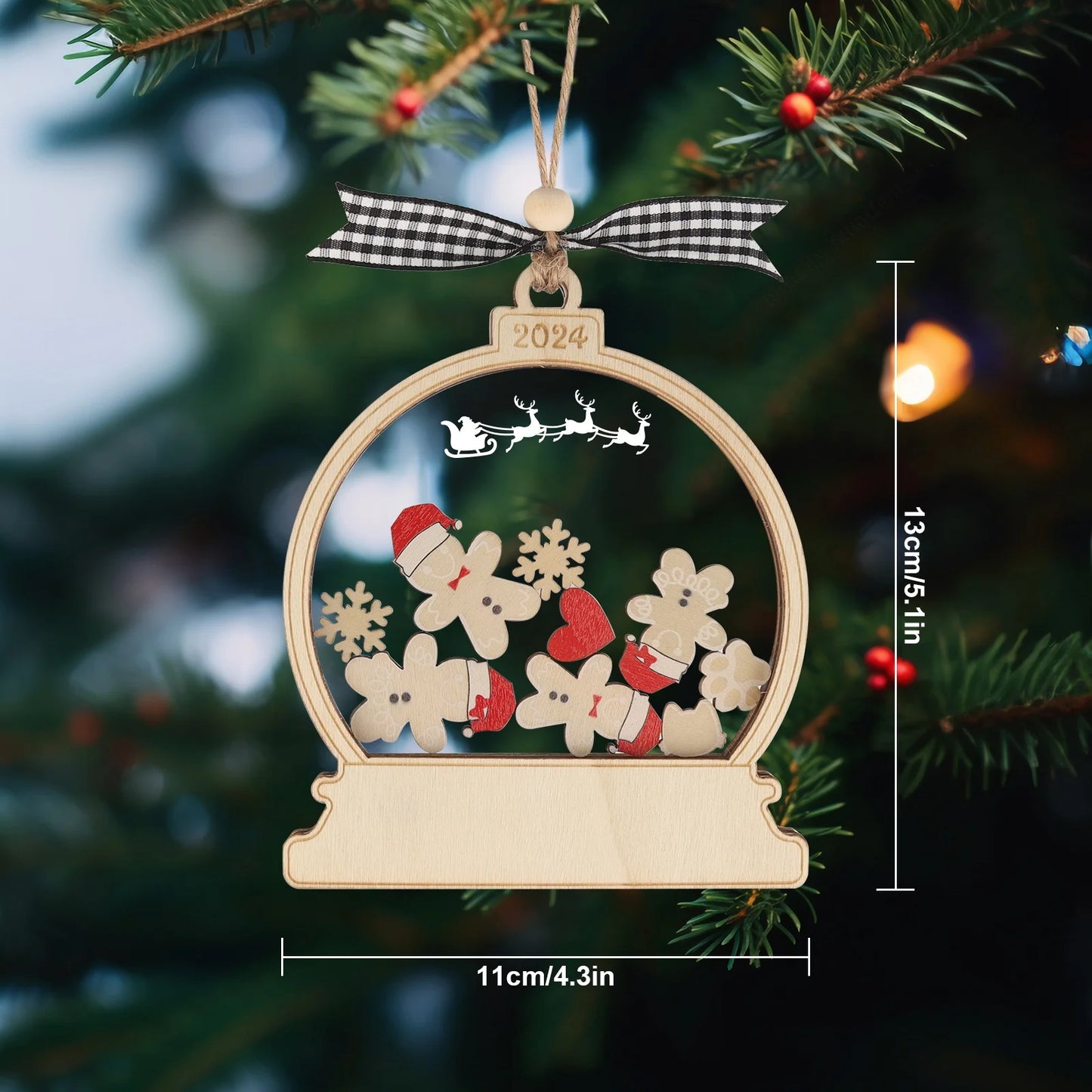 Personalized Gingerbread Hat Family Christmas Ornaments Custom Home Ornaments 2024 Family 4D Milkshake Ornaments