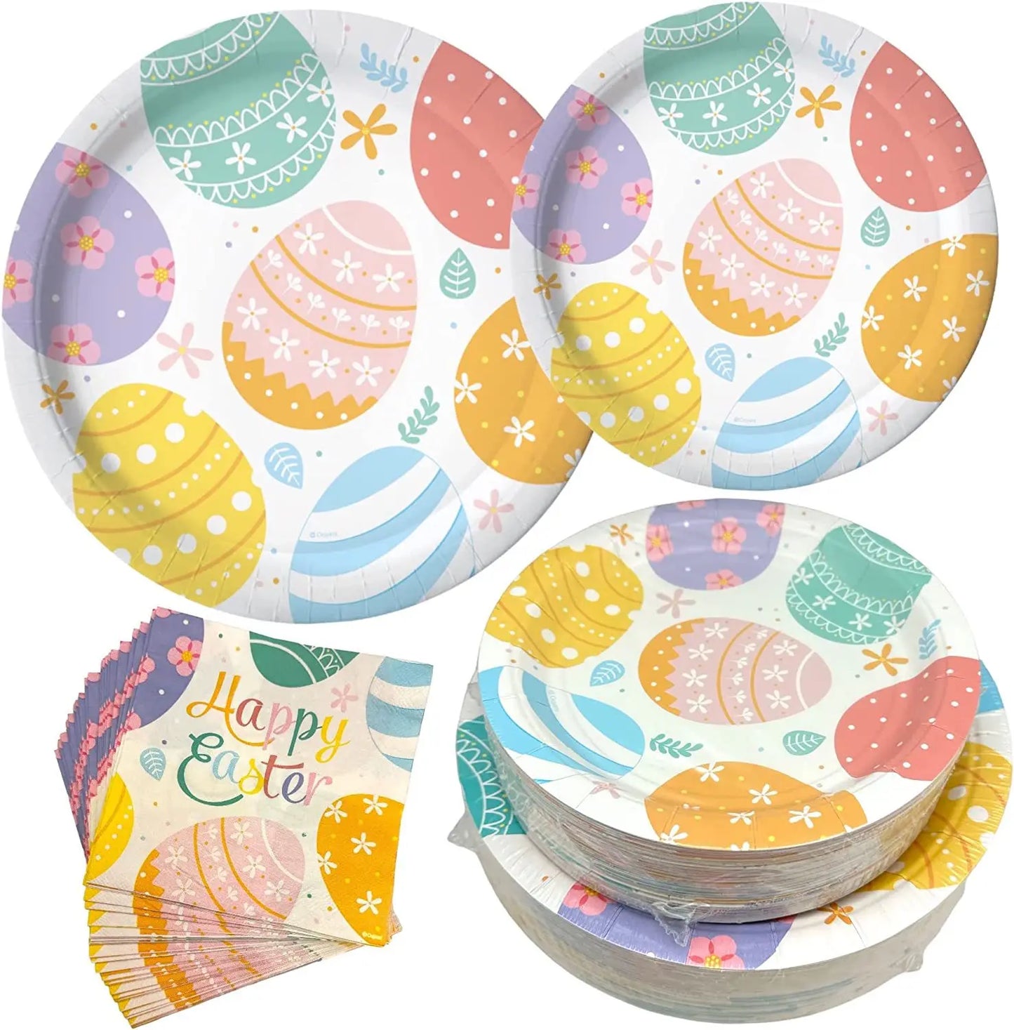 Easter and Thanksgiving 3 Novelties 40 Pieces Easter Themed Party Supplies Paper Plates Napkins 10 Guests Party Wedding Disposable Cutlery Set