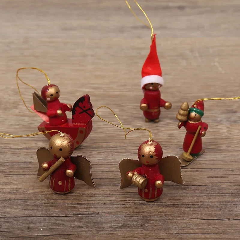 Wholesale Christmas Ornaments Wooden Puppet Christmas Crafts Christmas Wooden Ornaments 