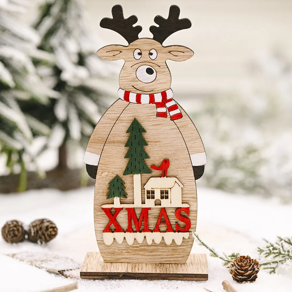 Christmas creative decoration supplies big snowman elk ornament Christmas wooden table decoration
