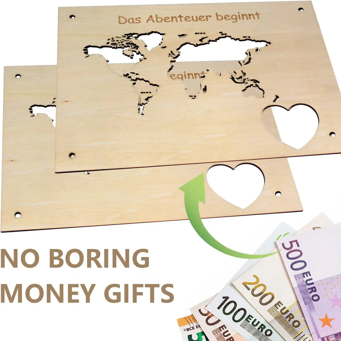 1 Wedding party, custom world map Color world map Birthday travel Wooden money gift wrapping Wedding money gift World map