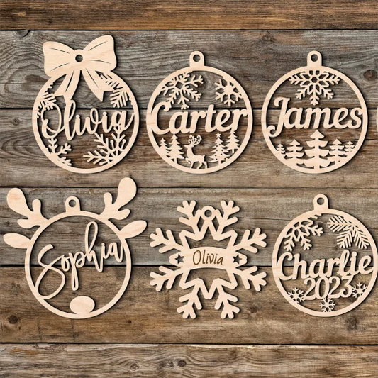 DIY Custom Christmas Party Ornament Laser Cut Holiday Craft Decorative Gift Label Plywood Family Name Christmas Sign