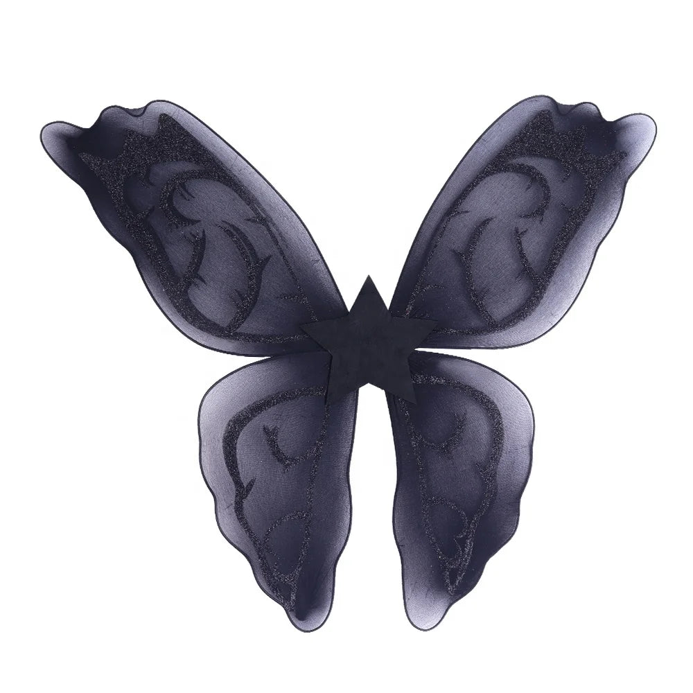 Halloween & Day of the Dead Black Fairy Tutu Wings Headband Dress Up Set Black Butterfly Costume Halloween Girl Costume