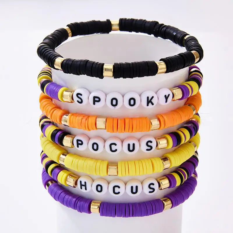 Halloween & Death Day Pafu Halloween Bracelet Ornaments Custom DIY Beads Bohemian Layered Bracelet Set Friendship Bracelet Girls & Girls Gifts