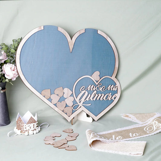 Wooden Crafts, Rustic Sweet Heart Drop Box Wedding Drop Box 3D Guest Book Wooden Box Double Heart Wedding Guest Book