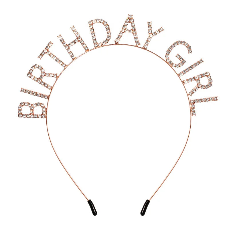 Birthday Party 2 Alloy Birthday Girl Headwear Happy Birthday Gift Rose Gold Rhinestone Party Headband