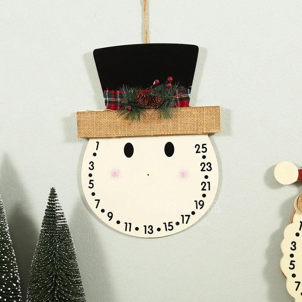 Wooden crafts, plywood novelty Christmas decoration Christmas countdown decoration window decoration pendant Christmas snowman erasable advent calendar