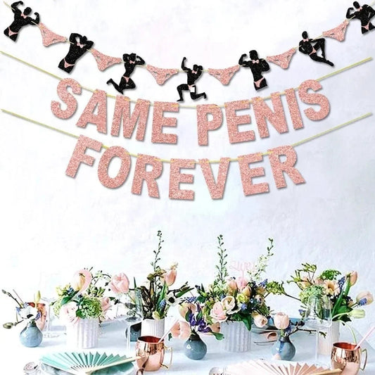 Bachelorette party 1 hen party decor with penis forever banner bridal shower accessories background engagement decor bachelorette party supplies
